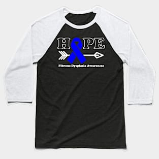 Hope - Fibrous Dysplasia Awareness Blue Ribbon Baseball T-Shirt